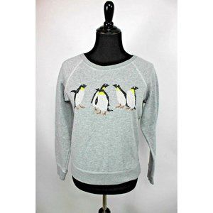 American Eagle Outfitters Penguin Sweatshirt size S Sequin Design Gray Crewneck